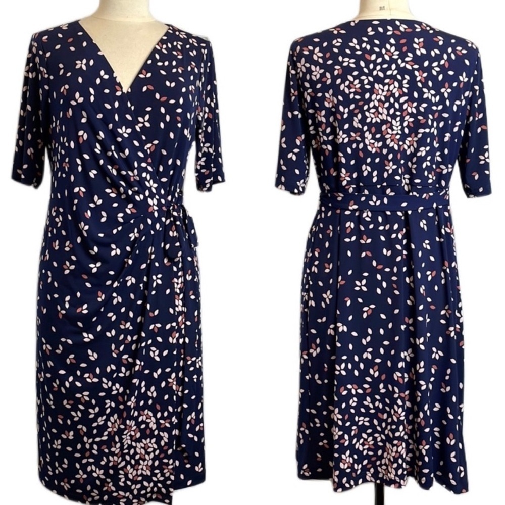 Motherhood Blue Sheath Midi Dress V-Neck Short Sleeve Size L